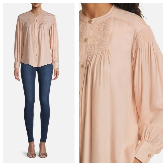 NWT REBECCA TAYLOR LS Twill Blouse in Ballet Size S 100% Viscose Button-Front - Picture 12 of 12